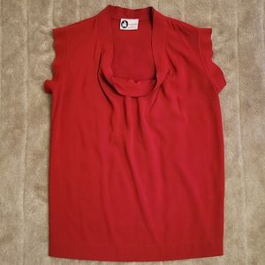 Lanvin classic red flowy sleeveless blouse